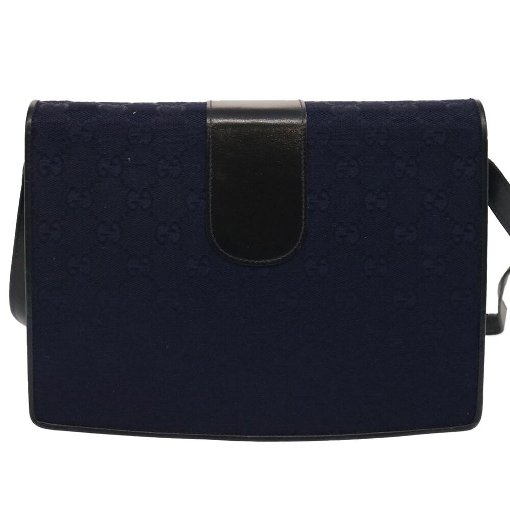GUCCI GG Canvas Shoulder Bag Navy Black - Picture 3 of 16